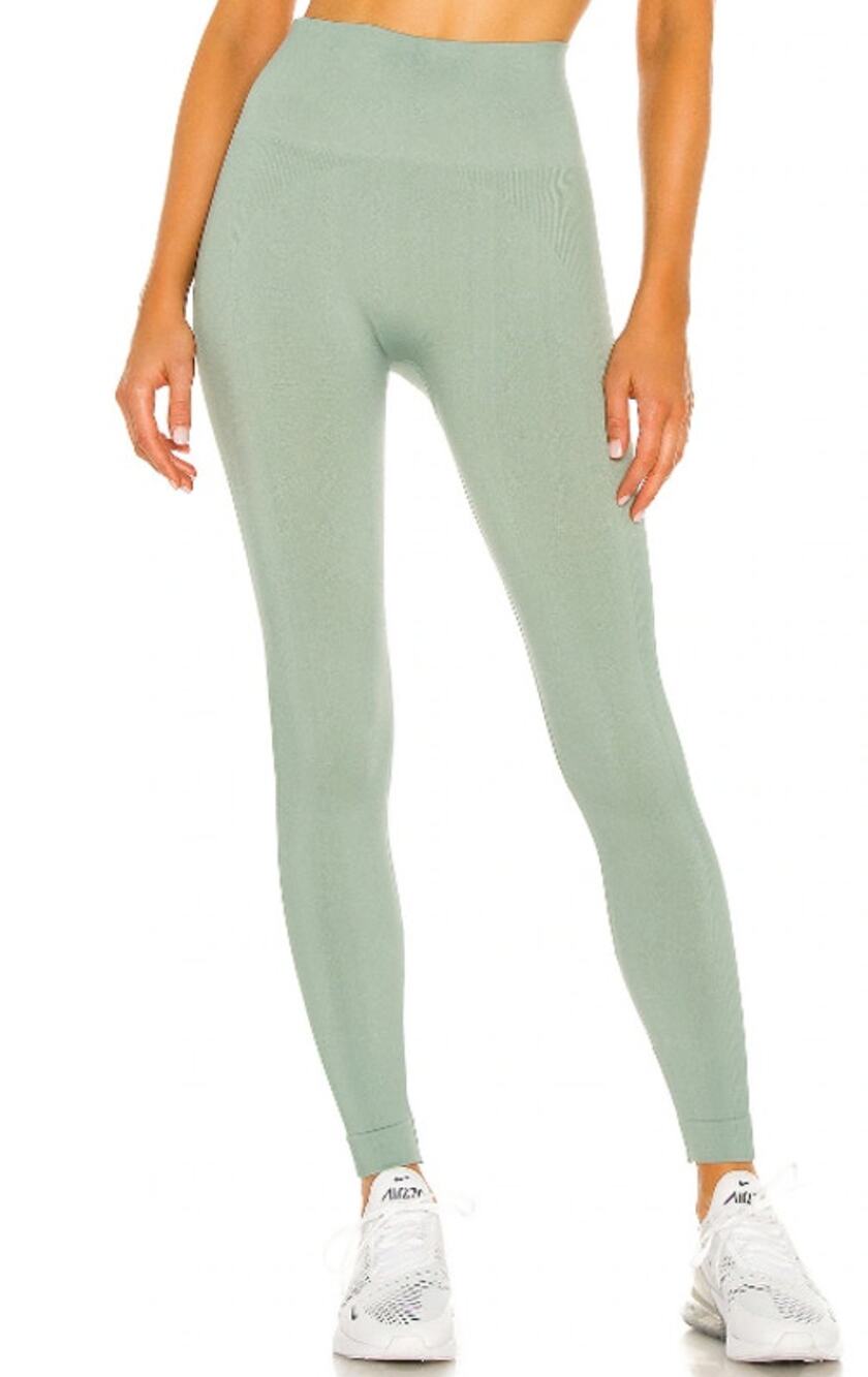 Set Active Sculptflex Power Leggings High Rise Ribbed Trim Yoga Aspen Green S